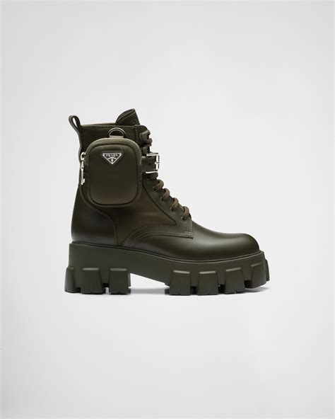 prada green combat boots|Military Green Monolith Leather And Re.